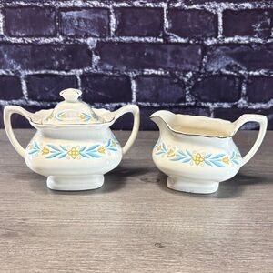 Vintage W.S. George Covered Sugar and Creamer